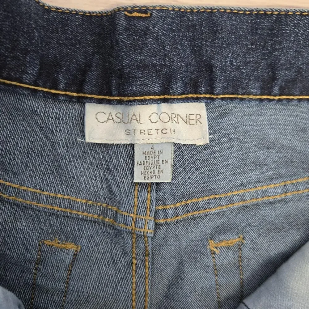 Vintage Casual Corner Jeans Women Sz 4 Stretch Bootcut High Rise Denim Dark Wash
